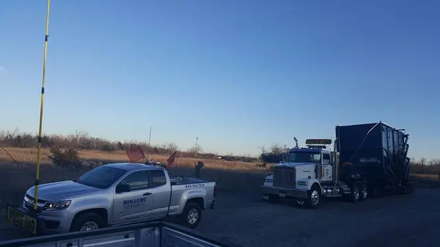 Bonafide pilot truck with a load at dusk
