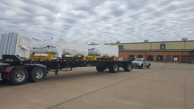 Oversize loads on trailers at a truck stop