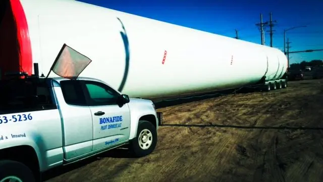 Bonafide pilot truck escorting a wind turbine blade