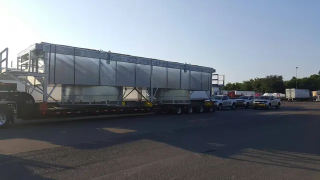Large steel structure on a trailer