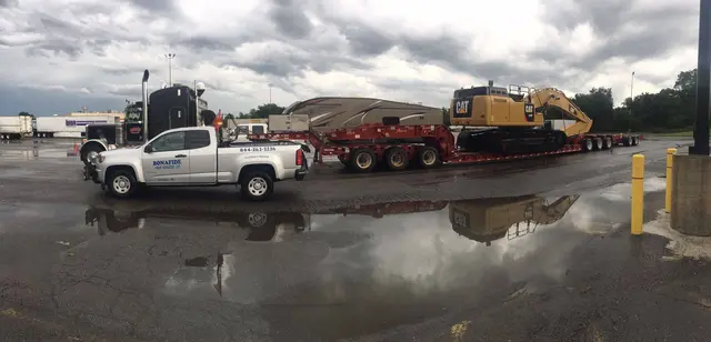 Bonafide pilot truck and an excavator load after rain